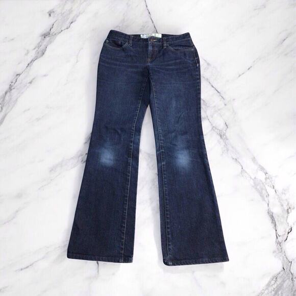 Ann Taylor Loft Curvy Boot Denim Jean Women Size 2 Blue Dark Wash - Picture 1 of 7